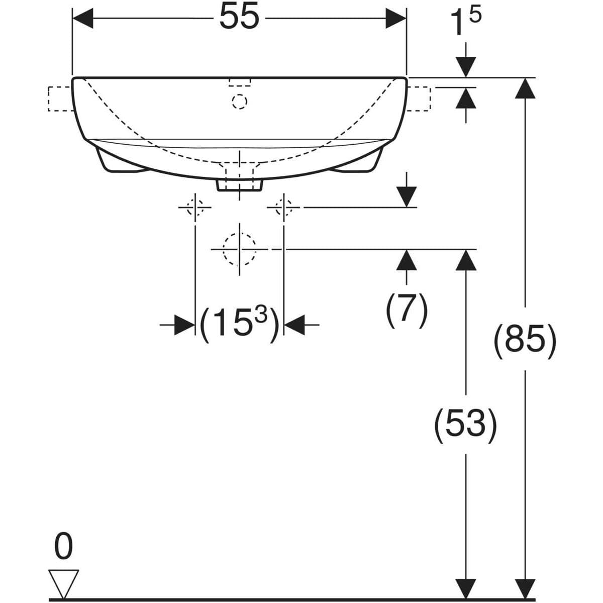  Geberit Polozápustné umývadlo 55 cm, Geberit Selnova Square Polozápustné umývadlo Geberit Selnova Square B=55cm