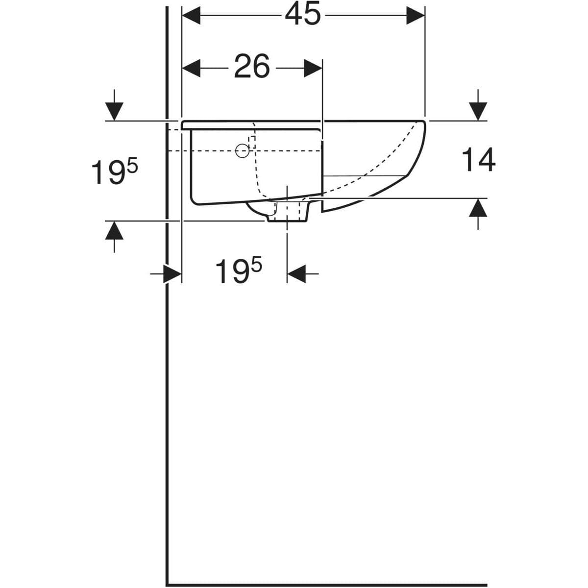  Geberit Polozápustné umývadlo 55 cm, Geberit Selnova Square Polozápustné umývadlo Geberit Selnova Square B=55cm
