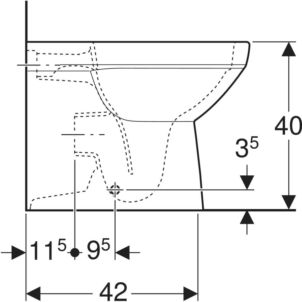  Geberit Stojace WC Geberit Selnova Square Rimfree T=53cm, v jednej rovine so stenou, UNI odtok Stojace WC Geberit Selnova Square Rimfree T=53cm, v rovine so stenou, UNI odtok