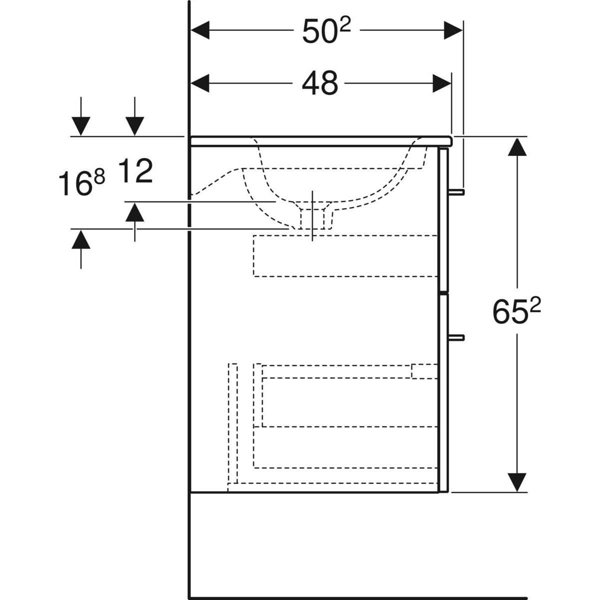  Geberit Súprava nábytkového umývadla Geberit Selnova Square 60 cm, so skrinkou pod um., 2 zásuvky, orech sv. G Selnova Square SET nábytkového UMYVADLO 60 cm+SKRINKA 2 zásuvky, orech sv.