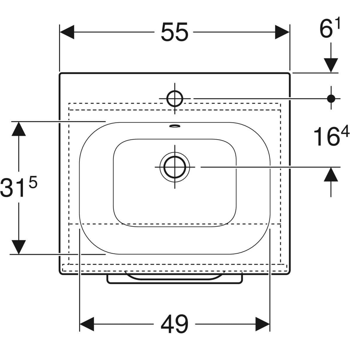  Geberit Súprava nábytkového umývadla Geberit Selnova Square 55 cm, so skrinkou pod umýv., 1 dvierka, biela G Selnova Square súprava nábytkového umývadla 55 cm, so skrinkou 1 dvierka, biela