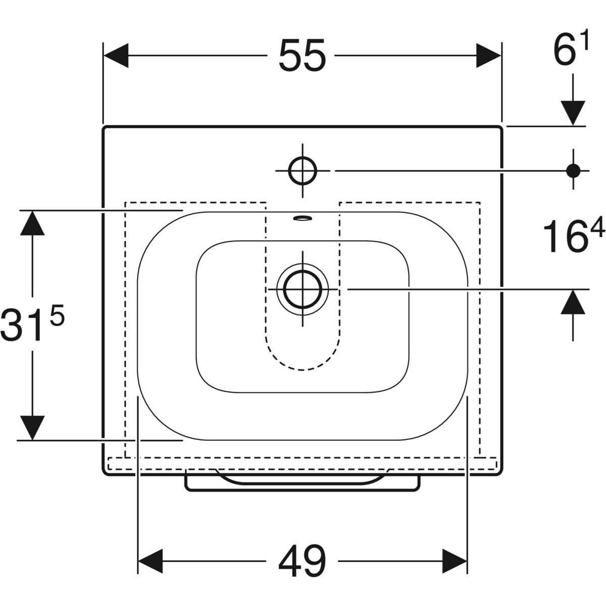  Geberit Súprava nábytkového umývadla Geberit Selnova Square 55 cm, so skrinkou pod umýv., 2 zásuvky, orech G Selnova Square SET nábytkového UMYVADLO 55 cm+SKRINKA 2 zásuvky, orech