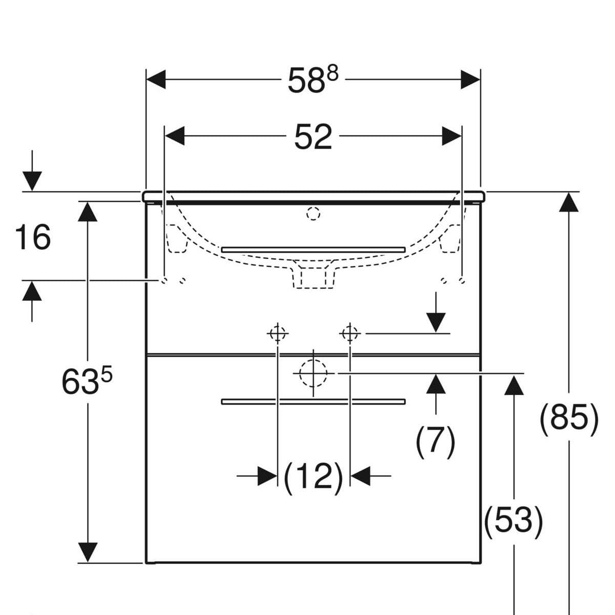  Geberit Súprava nábytkového umývadla Geberit Selnova Square 60 cm, so skrinkou pod umýv., 2 zásuvky, láva G Selnova Square SET nábytkového UMYVADLO 60 cm+SKRINKA 2 zásuvky, láva