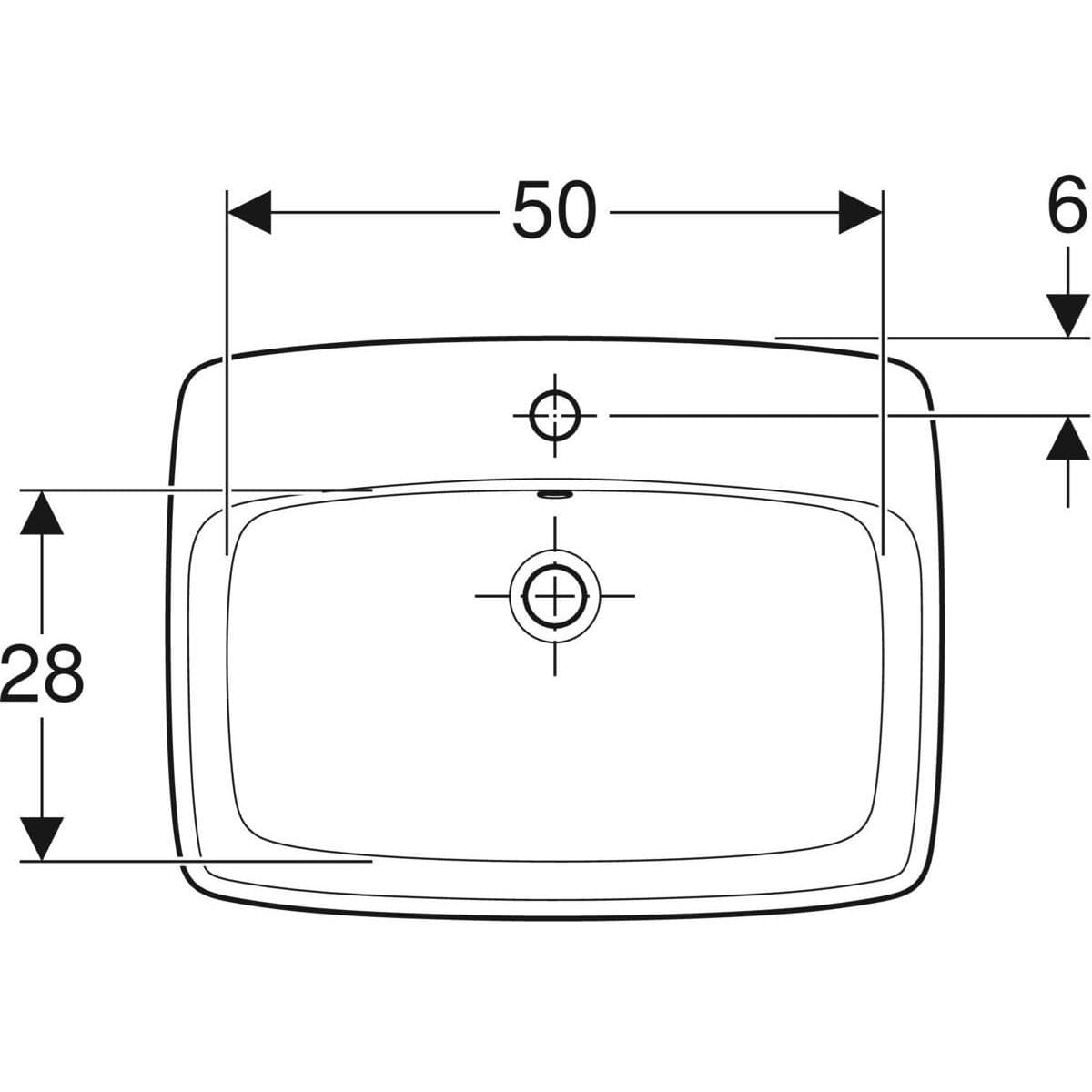  Geberit Zápustné umývadlo 60 cm Geberit Selnova Square G Selnova Square zápustné umývadlo, B=60 cm