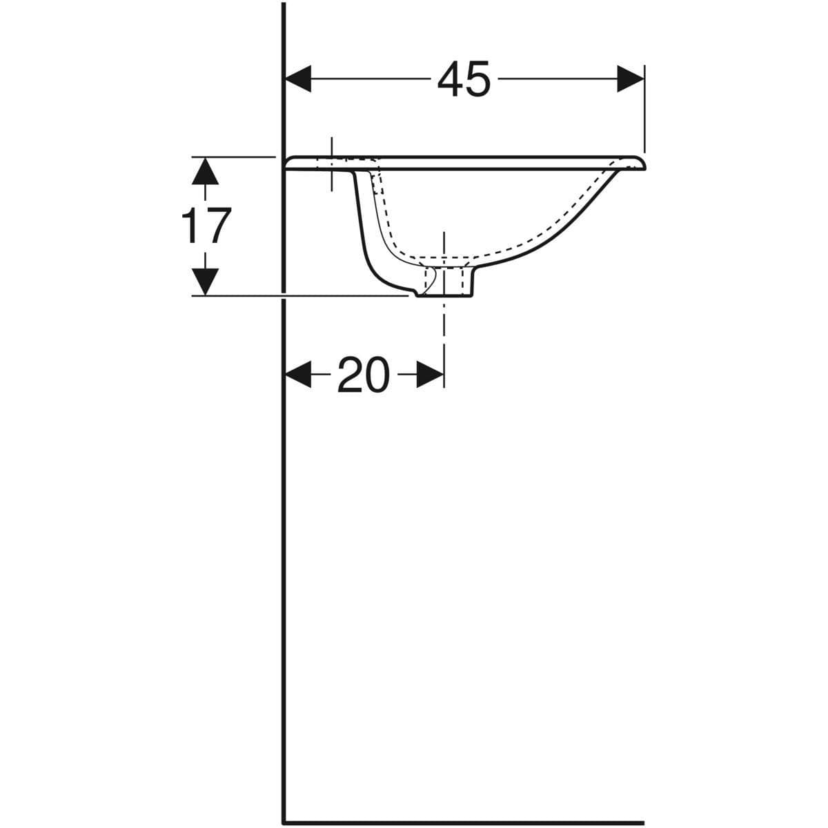  Geberit Zápustné umývadlo 60 cm Geberit Selnova Square G Selnova Square zápustné umývadlo, B=60 cm