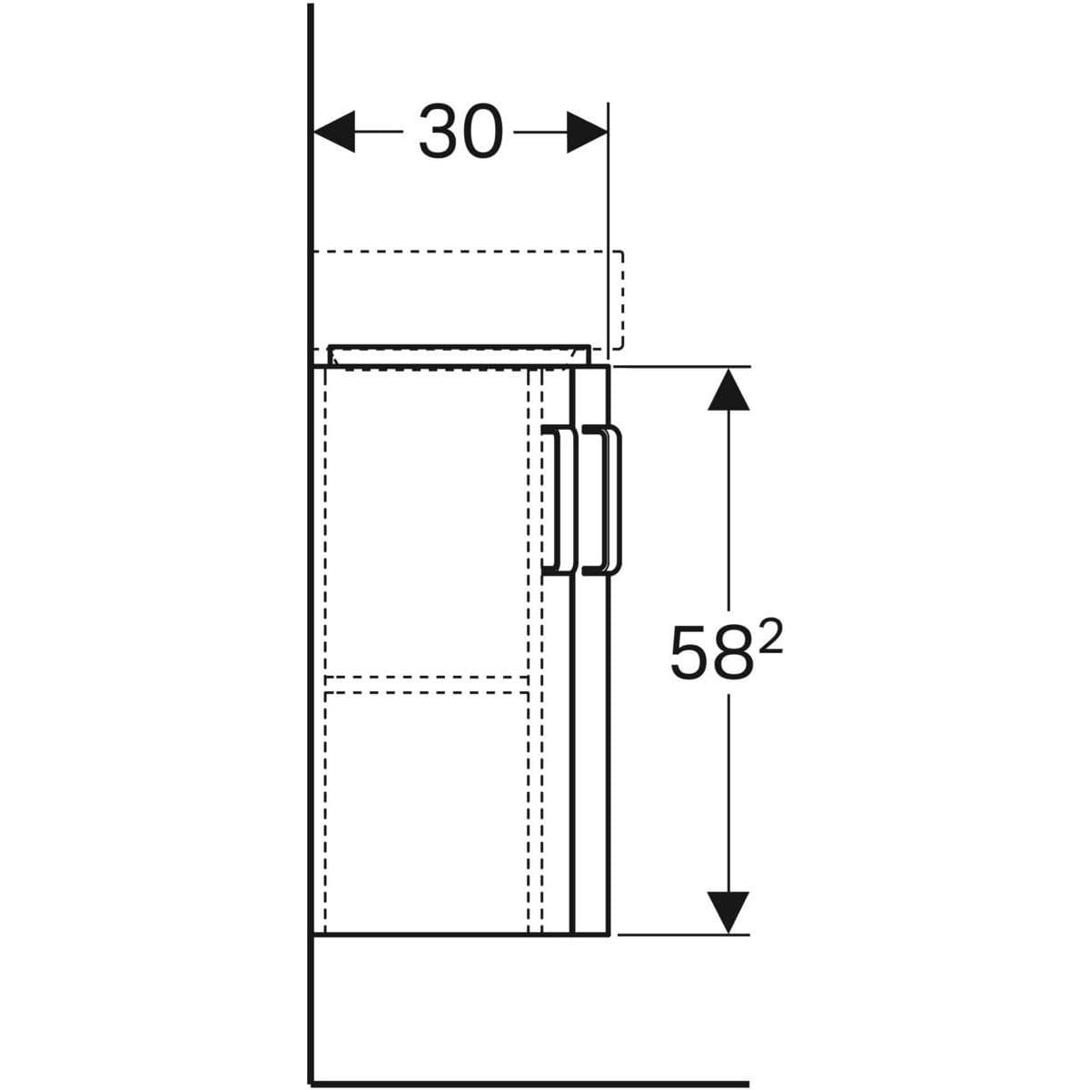  Geberit Skrinka pod umývadlo rohové Geberit Selnova Compact, s 2 dvierkami, 42.5x60.4x33cm, svetlosivý/lakovaný G Selnova Compact skrinka pod rohové umývadlo, s 2 dvierkami,  42.5x60.4x33cm, svetlosivý/lakovaný