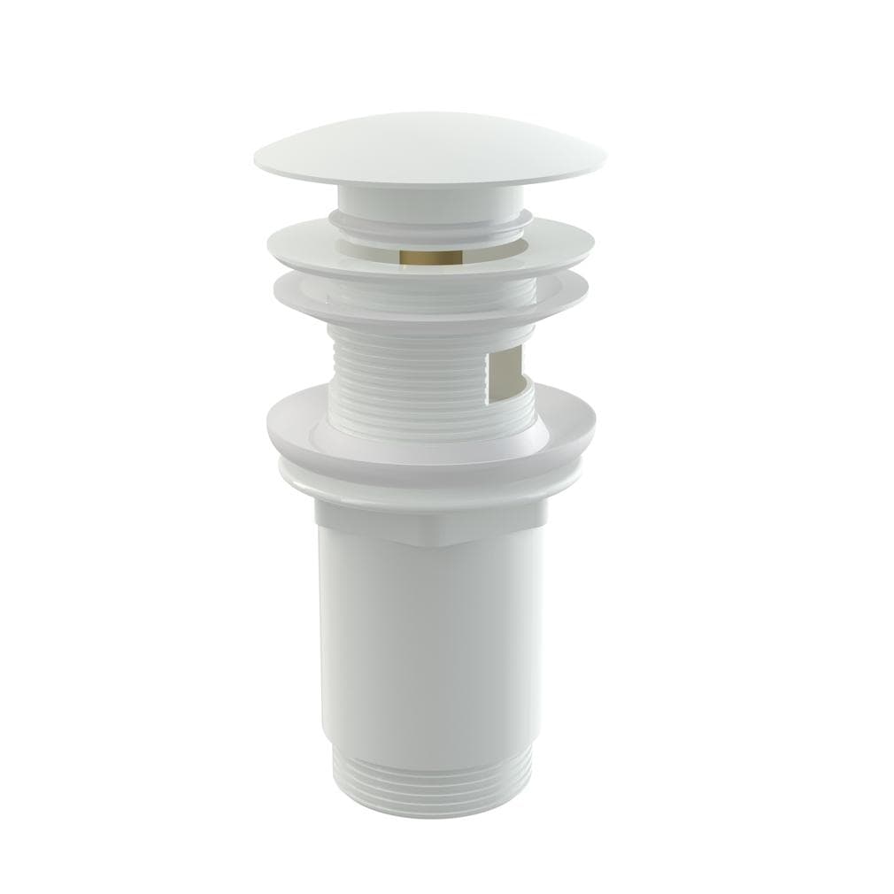 Výpusť umývadlová A392B, CLICK/CLACK 5/4" celokovová s prepadom, veľká zátka biela( možná náhrada H010C)