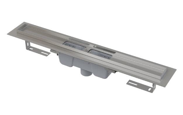 APZ1001- 750 Podlahový žľab s okrajom pre perforovaný rošt, zvislý odtok D50, dĺžka 750 mm