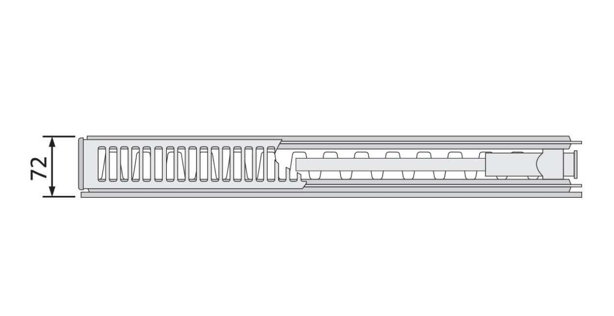 Doskový radiátor FLEX Compact Ventil CVF21S-500x2300mm so spodným stredovým pripojením dvojpanelový