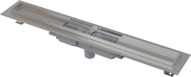 APZ1101- 650 LOW Podlahový žľab znížený nerez s okrajom pre perforovaný rošt, zvislý odtok D40, dĺžka 650 mm