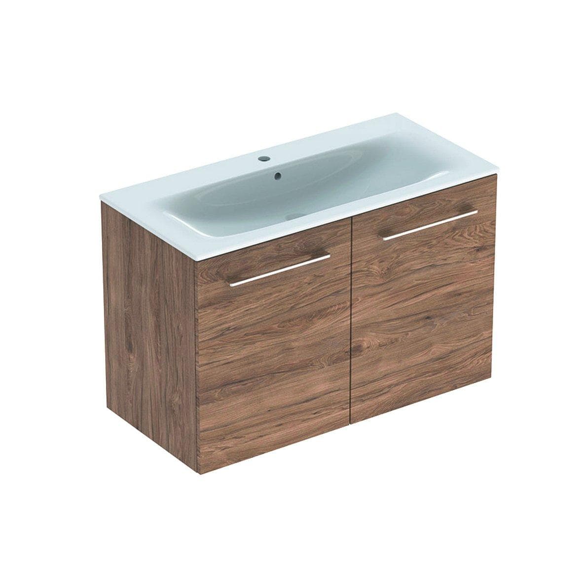 Súprava nábytkového umývadla Geberit Selnova Square 100 cm, so skrinkou pod umýv., 2 dvierka, orech