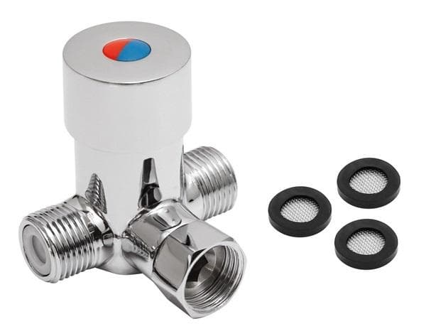 ND - trojcestný zmiešavací ventil SD9B113 1/2"x1/2"x1/2", chróm regulátor teploty prietokový