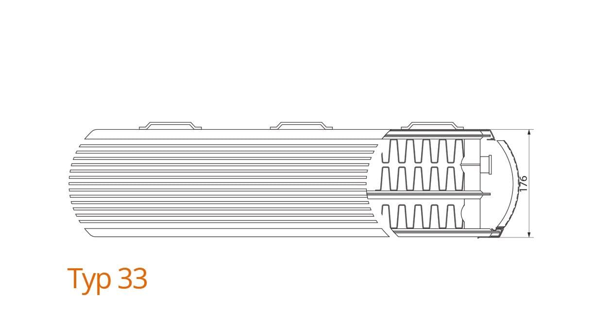 KOS dekoračný doskový radiátor KOH33-900x450 mm so spodným pripojením trojpanelový