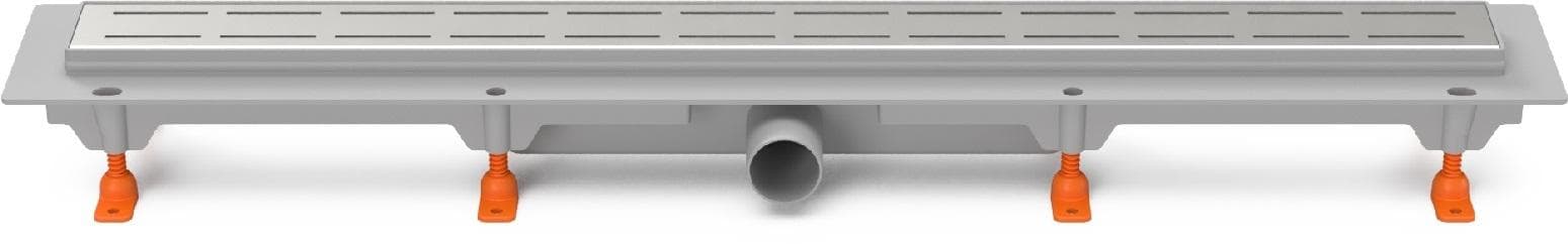 CH 750 L 1 - Podlahový žľab plastový, dĺžka 750 mm, s bočným odtokom D40, nerezová mriežka LINE matná