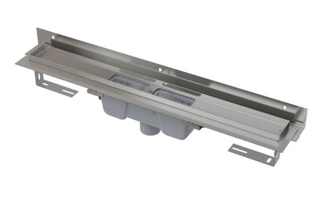 APZ1004- 550 FLEXIBLE Podlahový žľab s okrajom pre perforovaný rošt ku stene, spodný odtok, 550 mm