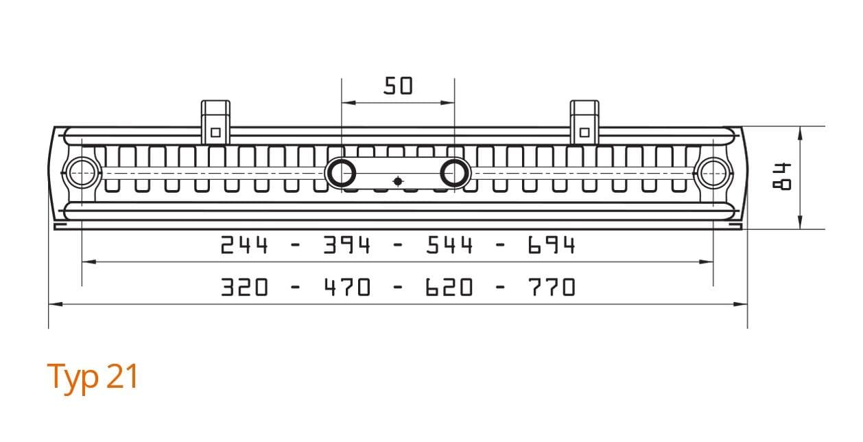 KOS vertikálny dekoračný radiátor KOV21-1800x600 mm s hladkou čelnou doskou