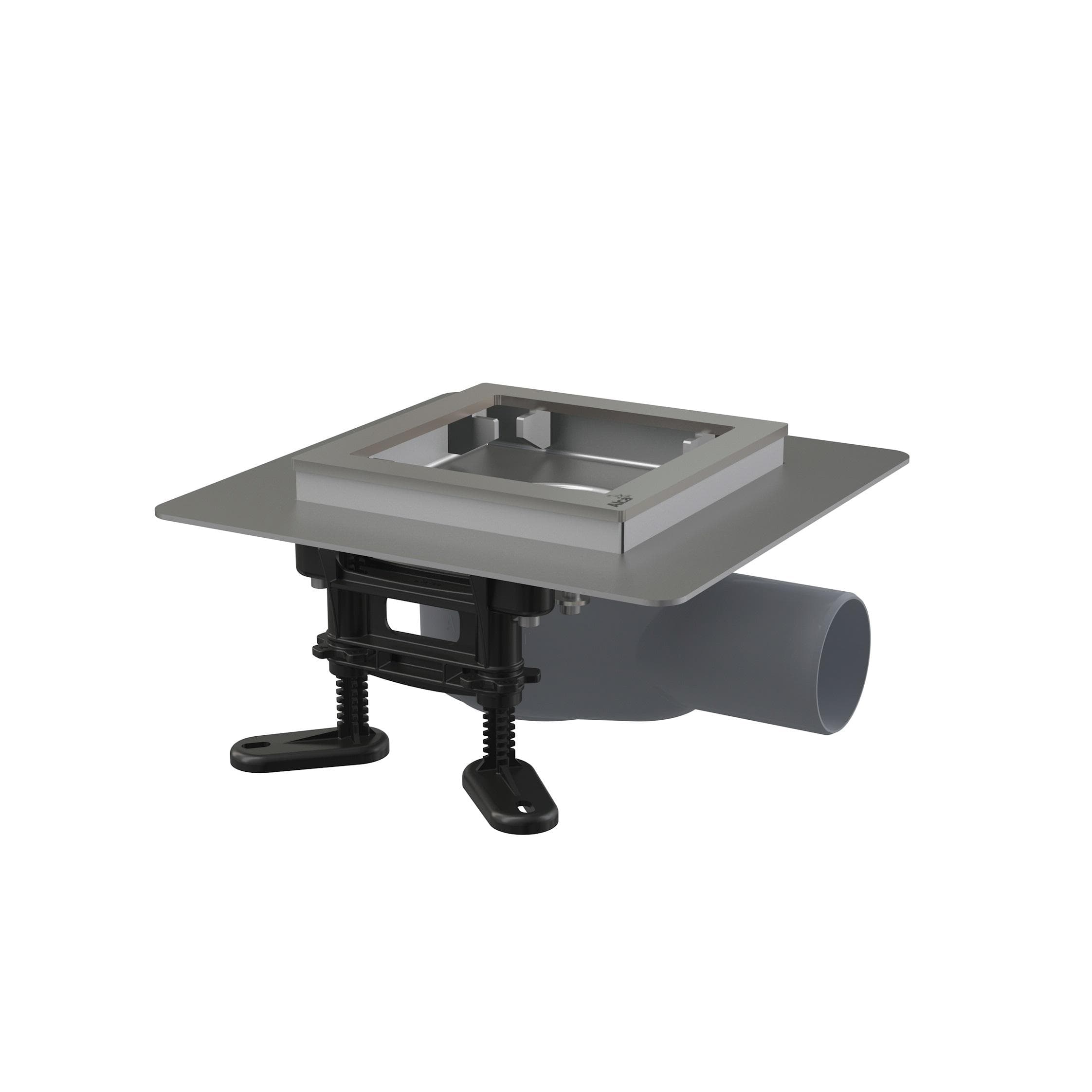 APV120 Podlahová vpust nerezová nízka 130x130 mm bočná, bez mriežky, vodná zápachová uzávierka