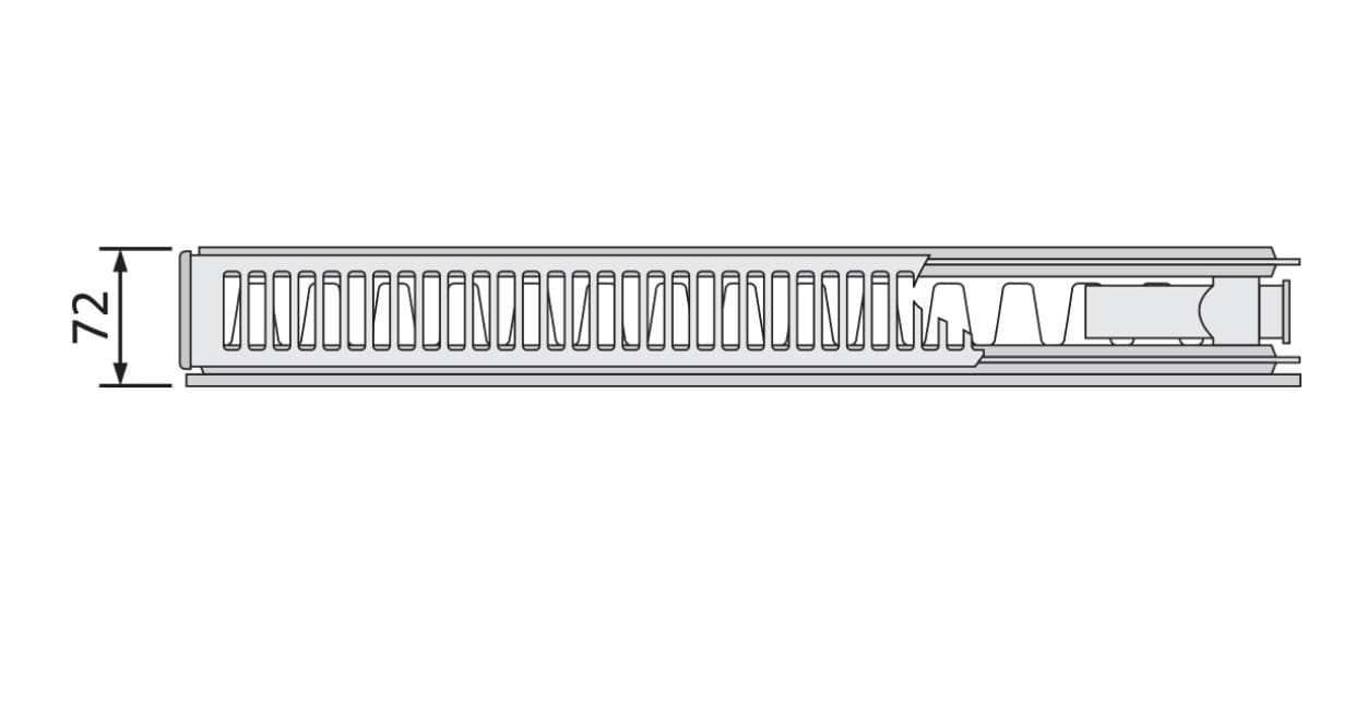 Doskový radiátor Plan Ventil Compact FCV21S-900x1100 mm so spodným pripojením dvojpanelový zúžený