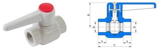 PPR guľový kohút O 20 mm, plastová páka