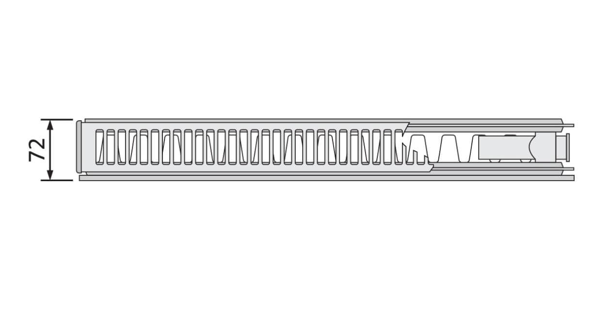 Doskový radiátor Ramo Ventil Compact / Plint P 21S-200x1600 mm so spodným pripojením dvojpanelový zúžený