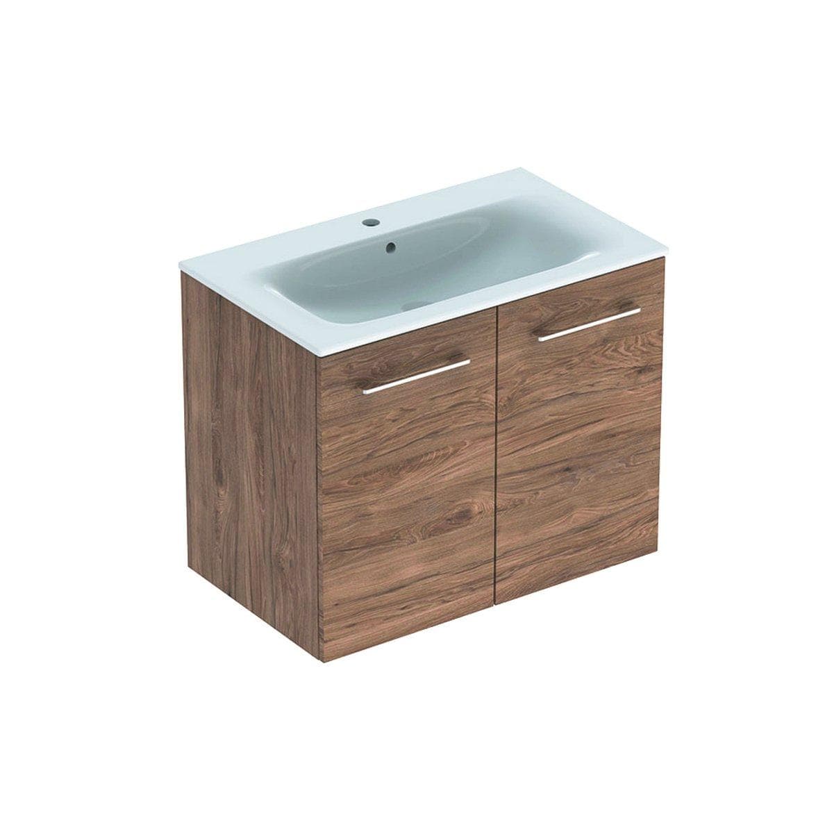 Súprava nábytkového umývadla Geberit Selnova Square 80 cm, so skrinkou pod umýv., 2 dvierka, orech