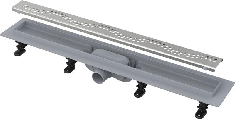APZ8-650M SIMPLE Podlahový žľab s okrajom pre perforovaný rošt, dĺžka 650 mm, s roštom nerez-mat (dopredaj nahrada APZ10 alebo APZ9)