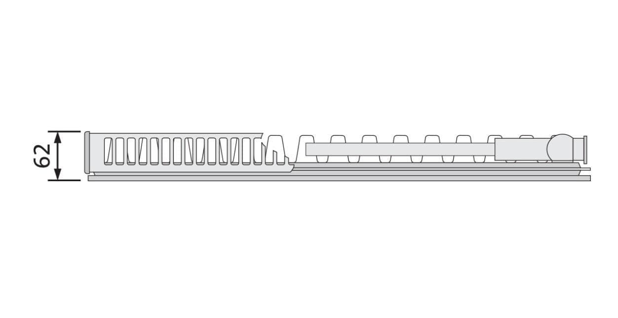 Doskový radiátor FLEX Plan CV, FCVF11-900x400 mm so spodným stredovým pripojením, jednopanelový