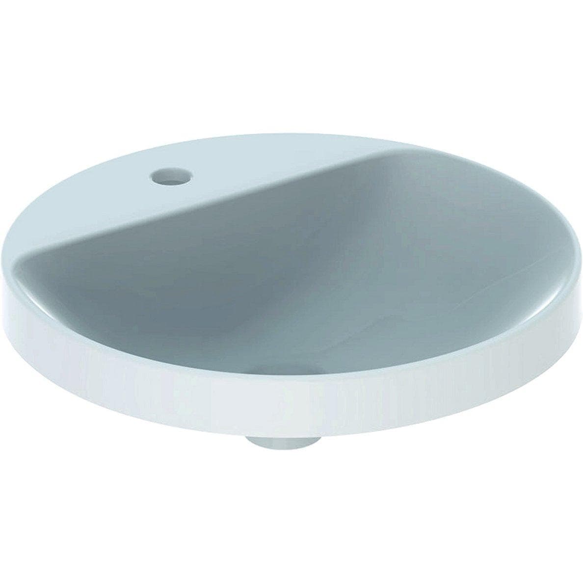 Zápustné umývadlo 48 cm krúhle, s otvorom pre batériu, bez prepadu, Geberit VariForm
