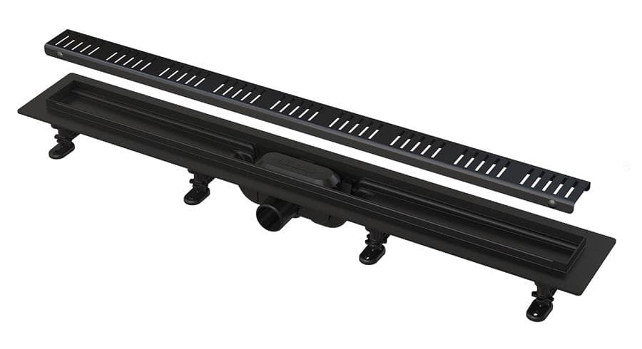 APZ10BLACK-850M SIMPLE Podlahový žľab plastový s roštom, dĺžka 850 mm, čierny-mat