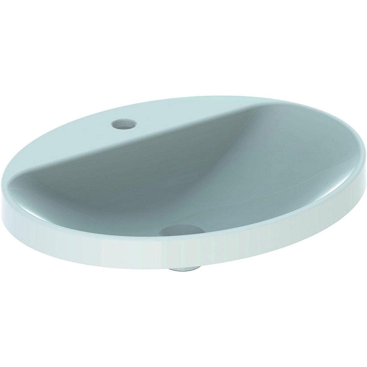 Zápustné umývadlo Geberit VariForm, oválne, B= 60 cm, T= 48 cm, s otvorom pre batériu, bez prepadu