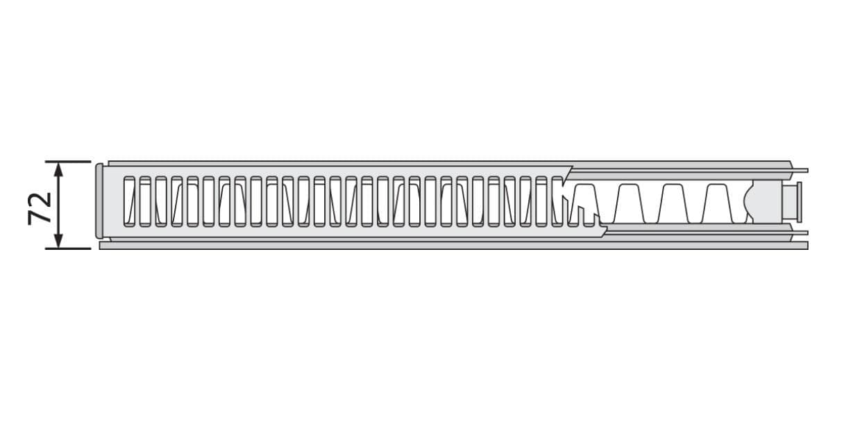 Doskový radiátor Plan Compact FC21S-500x3000 mm s bočným pripojením dvojpanelový zúžený