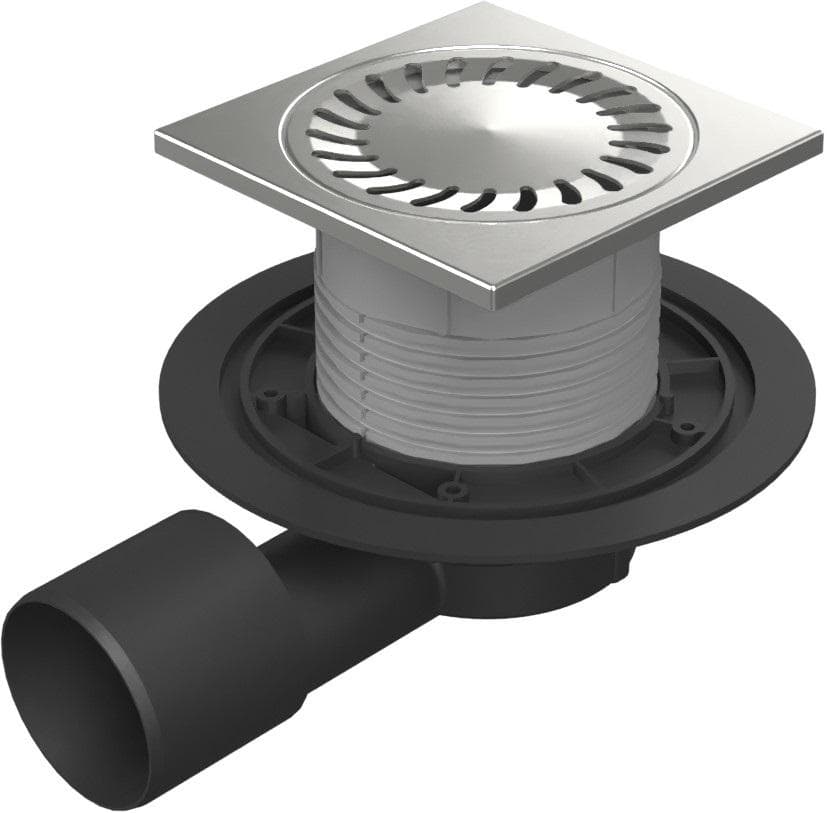 388A Podlahová vpust bočná UNI D50/75, 150x150, nerezový rámček, nerez mriežka SUN