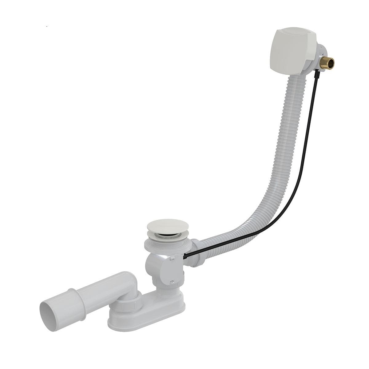 Vaňový sifón automat A564B, napúšťanie cez prepad, biela-lesk, dĺžka 57 cm (biely)
