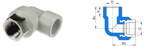 PPR dg prechod kolenový O 20 mm - 1/2" závit kovový vnútorný