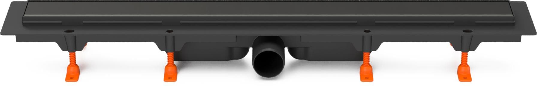 CH 650/50 KC - Kúpeľňový žľab plastový čierny BLACK, dĺžka 650 mm, s bočným odtokom D50, mriežka KLASIK/FLOOR čierna