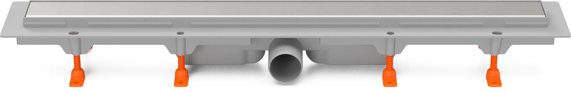 CH 650/50 K - Podlahový žľab plastový, dĺžka 650 mm, s bočným odtokom D50, nerezová mriežka KLASIK/FLOOR lesklá