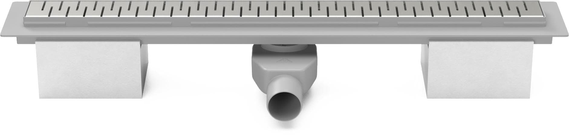 CH PA 950 M - Podlahový žľab plastový, dĺžka 950 mm, s otočným sifónom D50 o 360°, nerezová mriežka MEDIUM lesklá