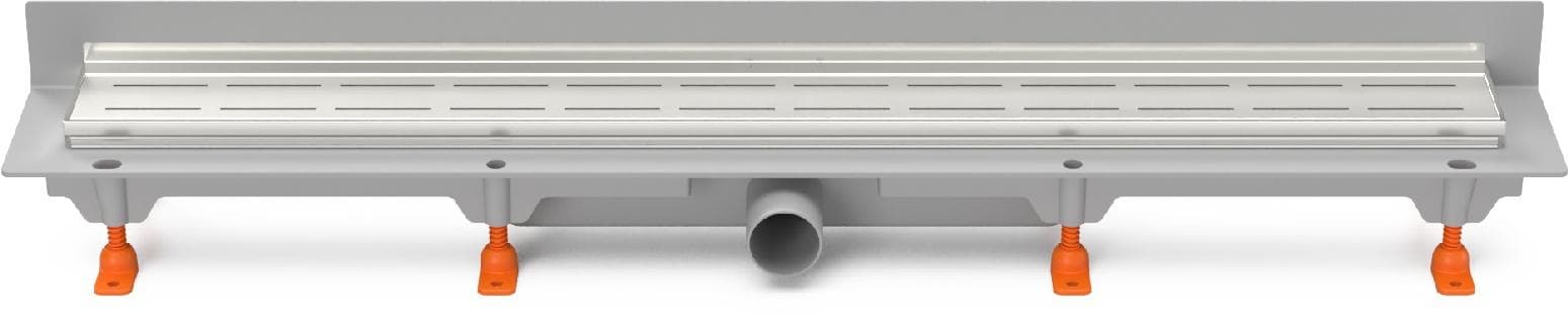 CH 950 LN 2 - Podlahový žľab plastový, ku stene, dĺžka 950 mm, bočný odtok DN40, nerez rámček i mriežka LINE lesk