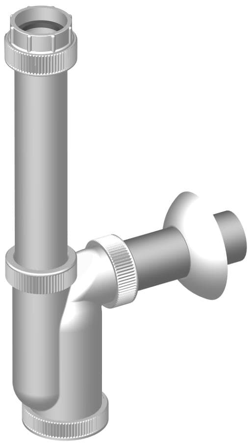 Univerzálny predĺžený sifón T-1015D/I DN40, polsifón, s prevlečnou maticou G 1 1/4" + G 1 1/2"