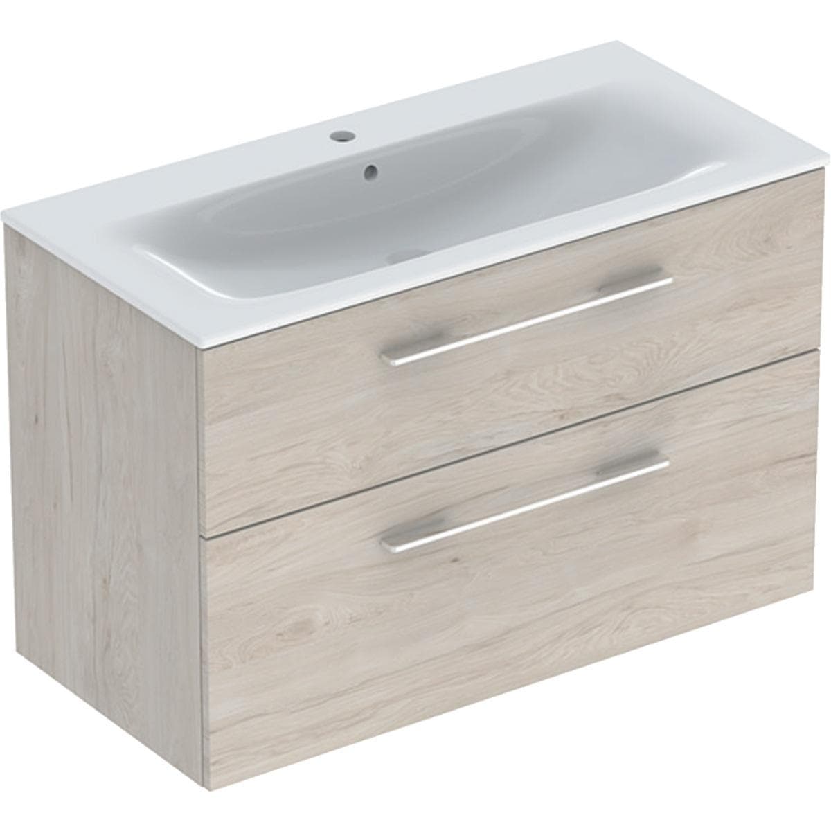 Súprava nábytkového umývadla Geberit Selnova Square 100 cm, so skrinkou pod um., 2 zásuvky, orech sv