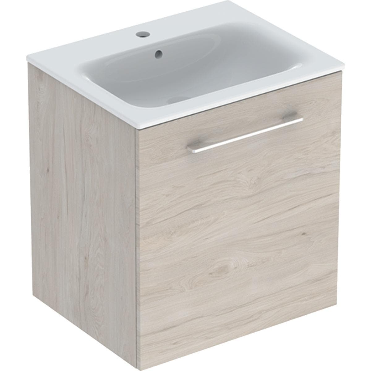 Súprava nábytkového umývadla Geberit Selnova Square 60 cm, so skrinkou pod um., 1 dvierka, orech sv.