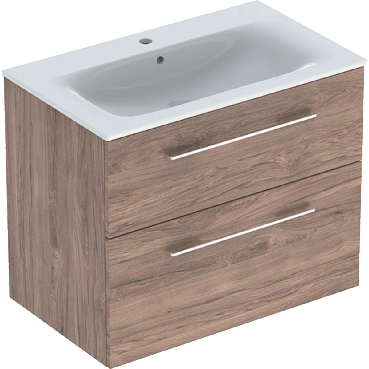 Súprava nábytkového umývadla Geberit Selnova Square 80 cm, so skrinkou pod umýv., 2 zásuvky, orech