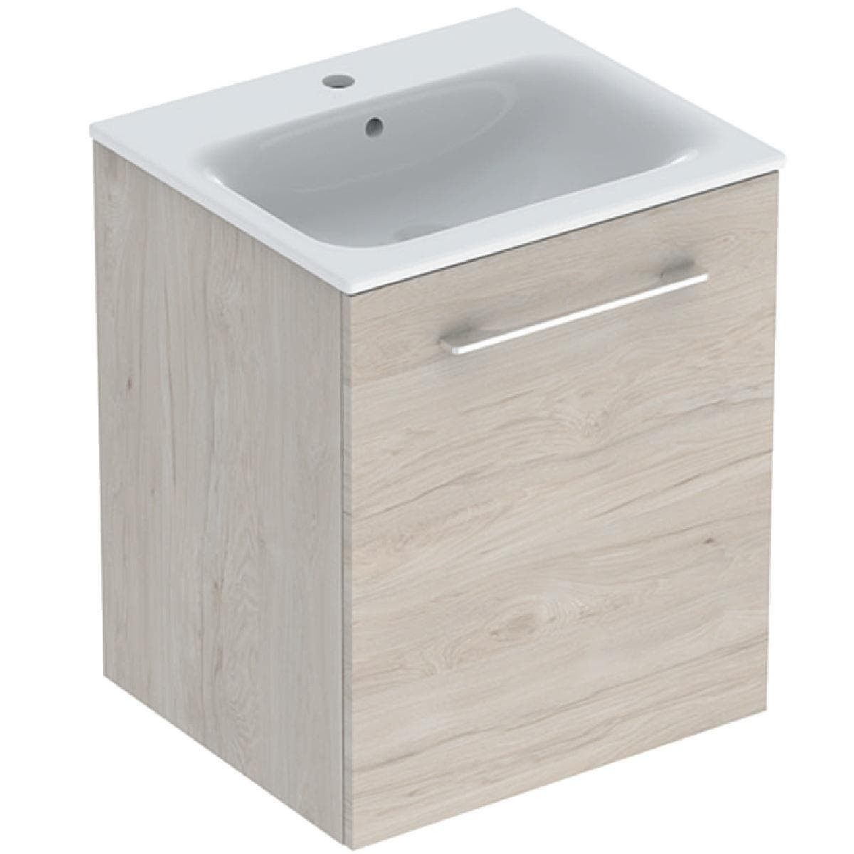 Súprava nábytkového umývadla Geberit Selnova Square 55 cm, so skrinkou pod um., 1 dvierka, orech sv.