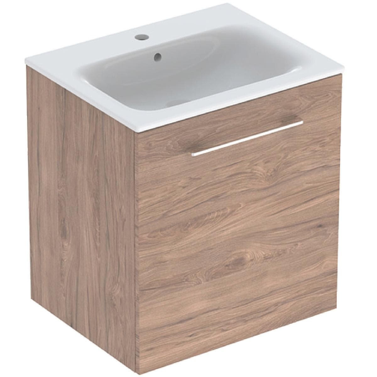 Súprava nábytkového umývadla Geberit Selnova Square 60 cm, so skrinkou pod umýv., 1 dvierka, orech