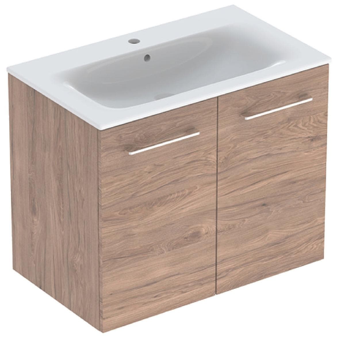 Súprava nábytkového umývadla Geberit Selnova Square 80 cm, so skrinkou pod umýv., 2 dvierka, orech