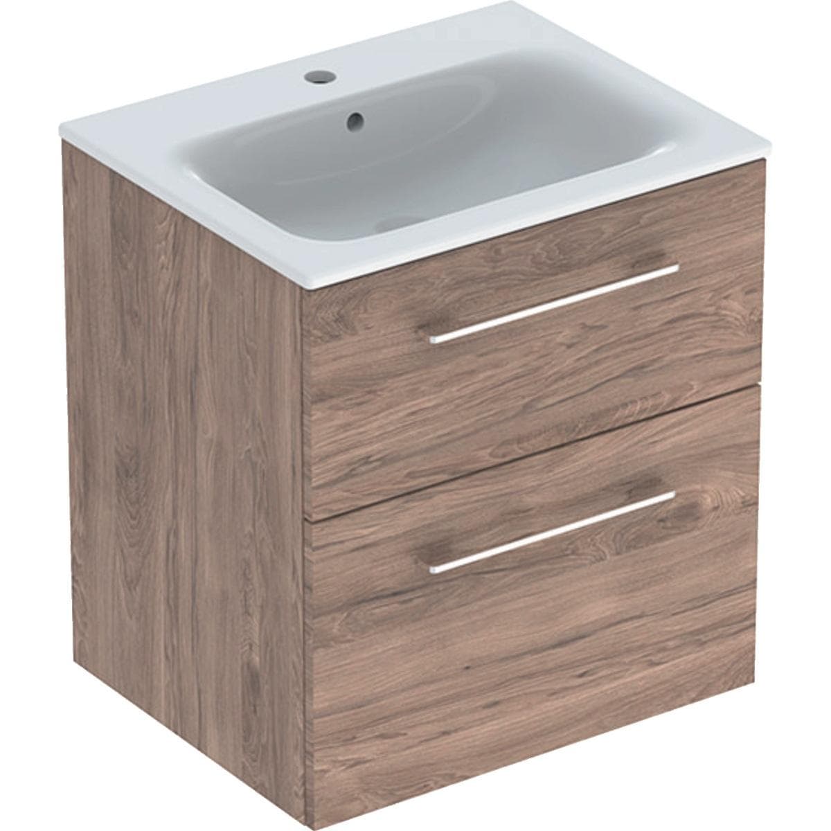 Súprava nábytkového umývadla Geberit Selnova Square 60 cm, so skrinkou pod umýv., 2 zásuvky, orech