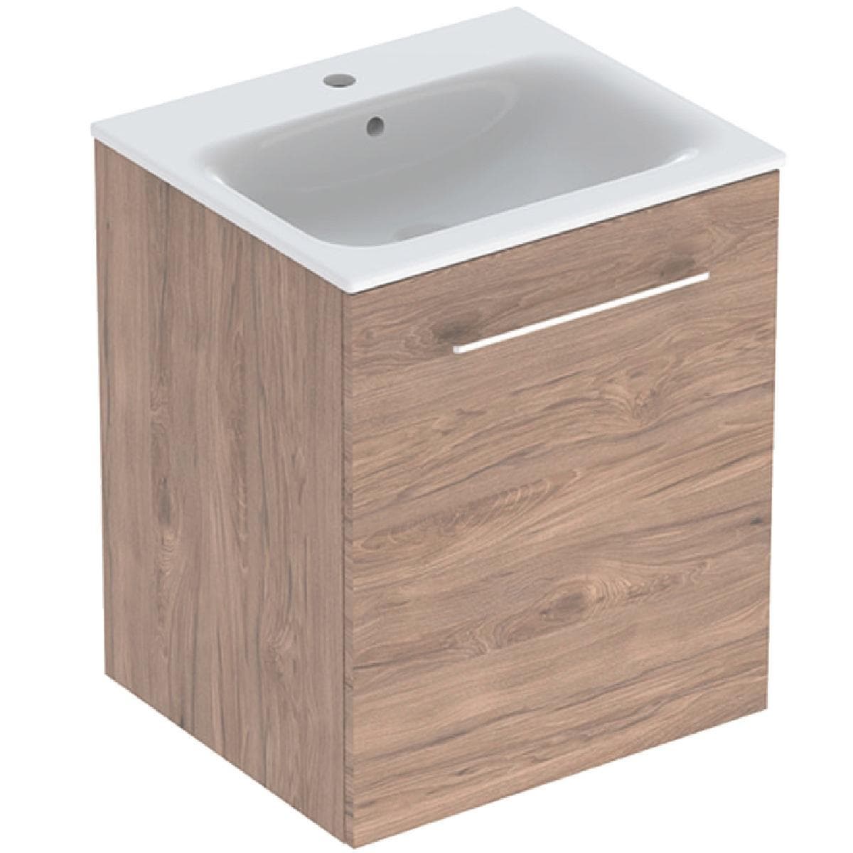 Súprava nábytkového umývadla Geberit Selnova Square 55 cm, so skrinkou pod umýv., 1 dvierka, orech