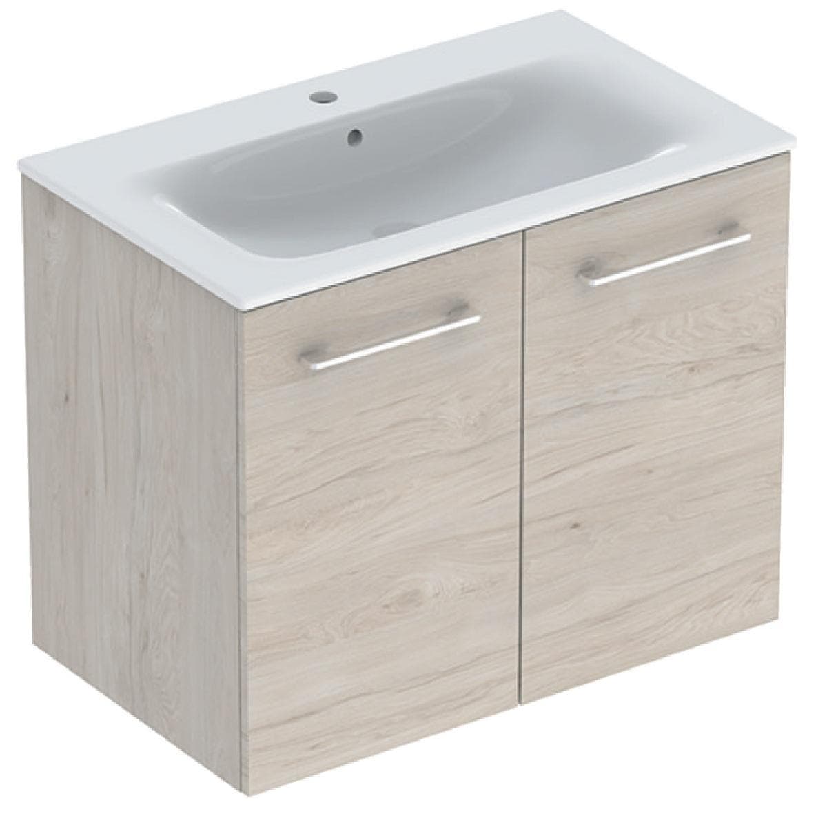 Súprava nábytkového umývadla Geberit Selnova Square 80 cm, so skrinkou pod um., 2 dvierka, orech sv.